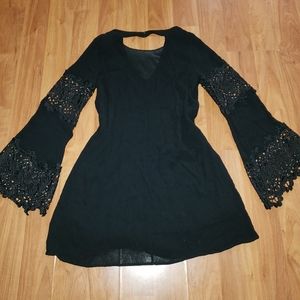 SOLD! Beautiful black bell sleeve witchy, dress